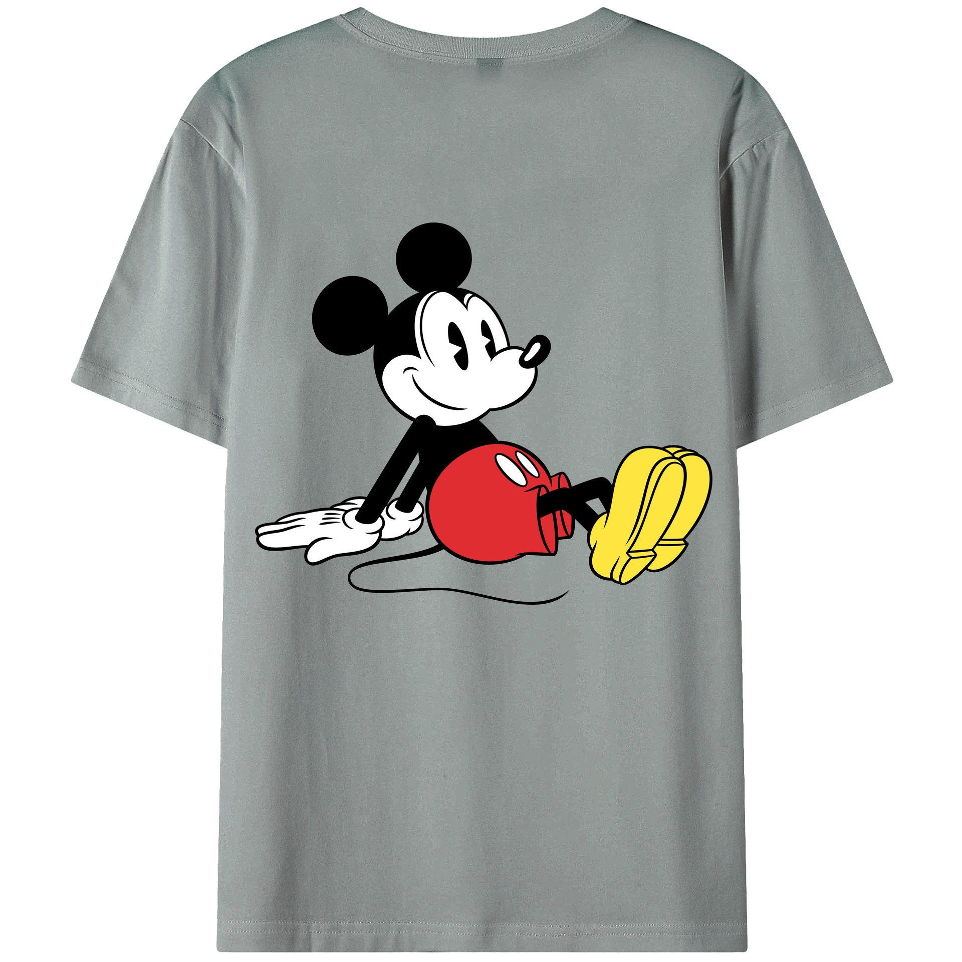 ミッキーマウス Mickey Mouse 綿100％ メンズ半袖Tシャツ（バックプリント） 通気性